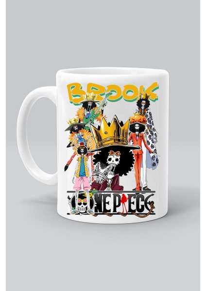 Brook Karakter Anime One Piece Baskılı Beyaz Klasik Kupa Bardak