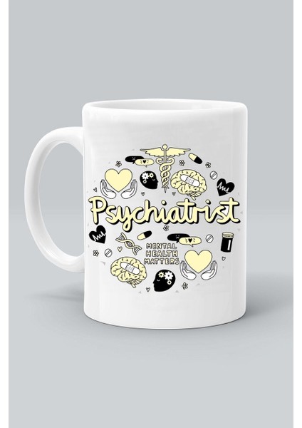 Psychıatrıst Psikiyatrist Meslek Baskılı Beyaz Klasik Kupa Bardak