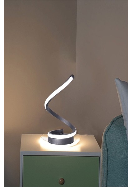 Londra Modern Tasarım Dizayn Siyah Renk Gün Işığı Ledli LED Abajur Gece Lambası Masa Lambası