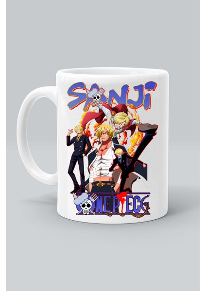 Sanji Karakter One Piece Anime Baskılı Beyaz Klasik Kupa Bardak