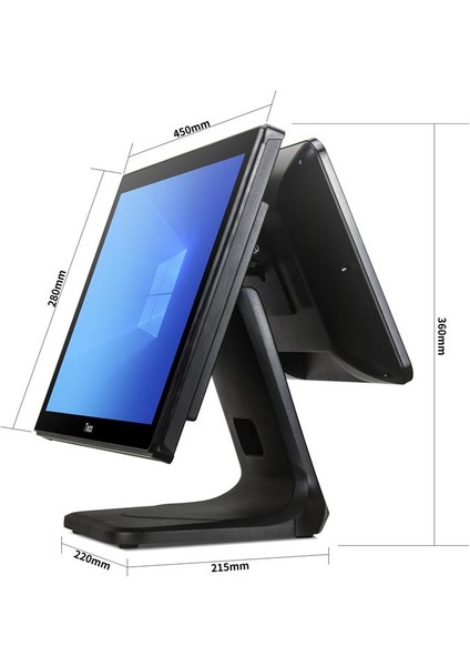 Tıwox TP-7610D 18.5&quot; I7 10.nesil 128GB Nwme SSD 8gb Ddr4 Ram 1366X768 Dokunmatik Pos Pc +13.2&quot; Müşteri Ekranı