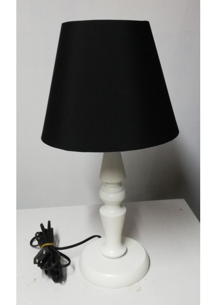 Ahşap Ayaklı Yatak Odası Abajuru Naturel Ayaklı Koyu Ceviz Ayaklı