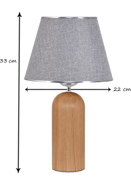 Kingsbury Ahşap Ayaklı Gümüş Detaylı Gri Abajur fiyatları