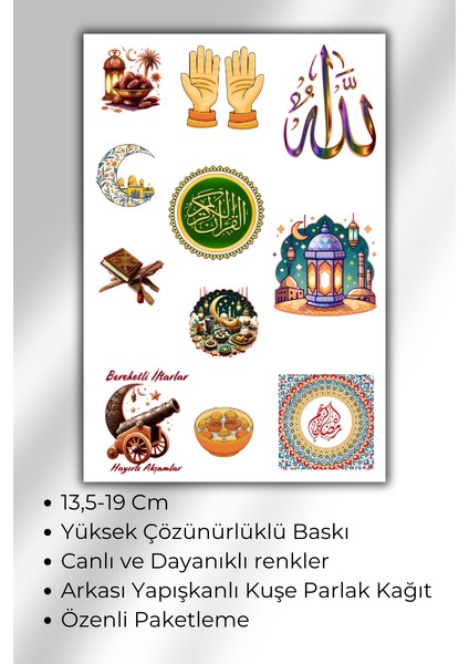 6' Lı Ramazan ve Islami Temalı Sticker Seti / Bullet Journal Scrapbook Kolaj Için Uygun