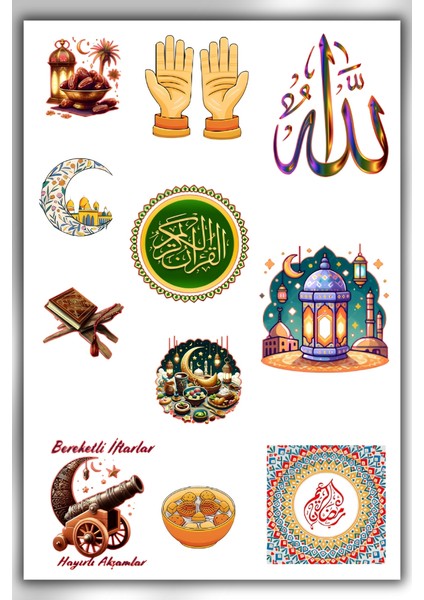 6' Lı Ramazan ve Islami Temalı Sticker Seti / Bullet Journal Scrapbook Kolaj Için Uygun