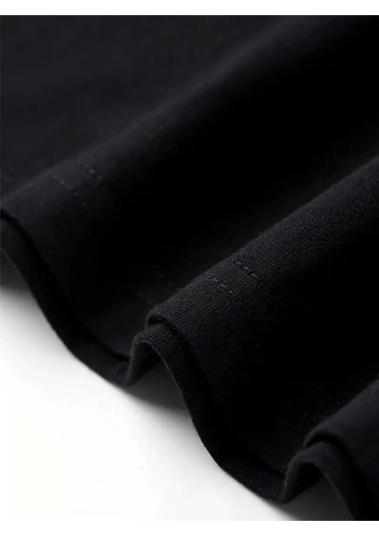 Baskılı Oversize Bisiklet Yaka T-Shirt - Siyah fırsatları