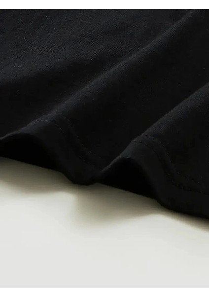 Baskılı Oversize Bisiklet Yaka T-Shirt - Siyah modelleri
