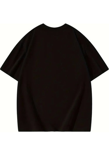 Thousand Baskılı Oversize Bisiklet Yaka T-Shirt - Siyah modelleri