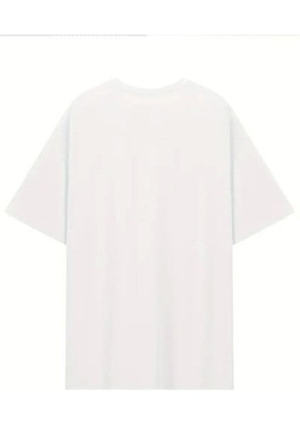 Baskılı Oversize Bisiklet Yaka T-Shirt - Beyaz fırsatları