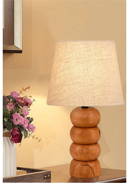 Afra Ahşap Ayaklı Keten Kumaş Başlık Abajur fiyatları