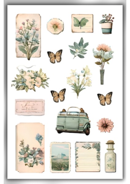 Vintage Temalı Sticker Planner ,ajanda ,bullet Journal Için Uygun