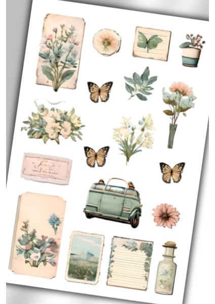 Vintage Temalı Sticker Planner ,ajanda ,bullet Journal Için Uygun modelleri