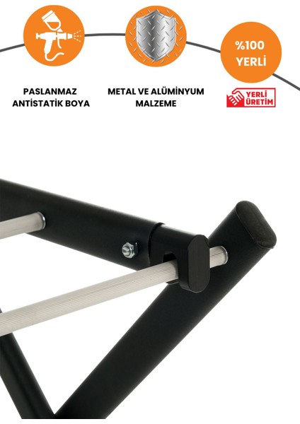 Portadry Taşınabilir Yer Tasarruflu Pratik ve Dayanıklı Metal Akordiyon Çamaşır Askısı-70 cm Siyah
