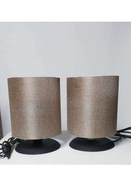 Siyah Metal Ayaklı Açıkkahve Başlıklı Çift Abajur fiyatları