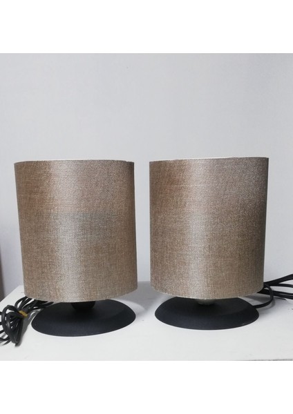 Siyah Metal Ayaklı Açıkkahve Başlıklı Çift Abajur modelleri