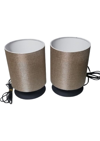 Siyah Metal Ayaklı Açıkkahve Başlıklı Çift Abajur fırsatları