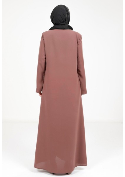 Yaprak Detaylı Kahve Ferace 3487