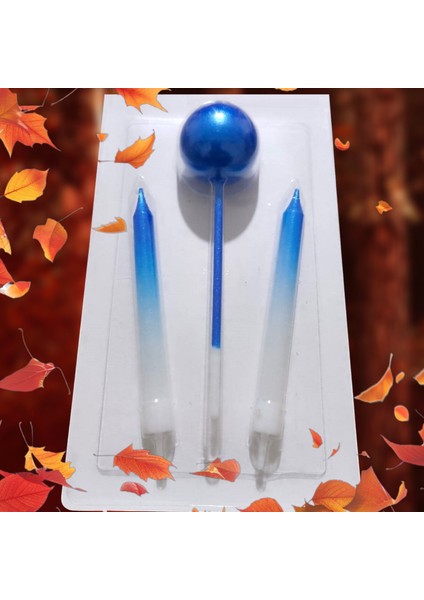 Metalik Mavi Lolipop Şeker Mum Mavi 10 cm Mavi Pasta Mumu Mavi Doğum Günü Mumu