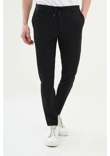 Düz Super Slim Fit Beli Lastikli Ipli Erkek Pantolon