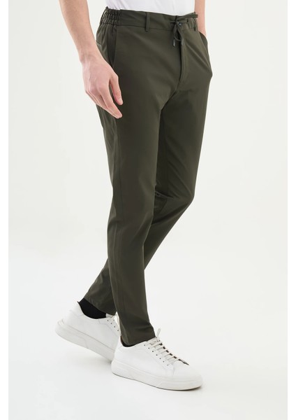 Düz Super Slim Fit Beli Lastikli Ipli Erkek Pantolon modelleri