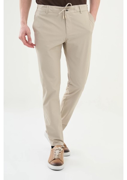 Düz Super Slim Fit Beli Lastikli Ipli Erkek Pantolon