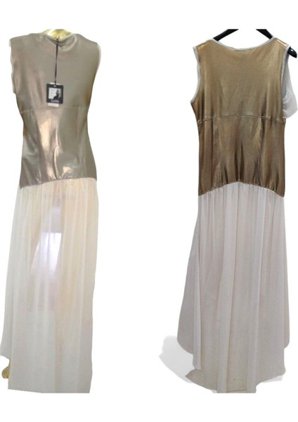 38 / M Via Delle Rose Vdr Şifon Suni Deri Karışım Tasarım Gold + Beyaz Tunik / Yelek / Bluz indirimleri