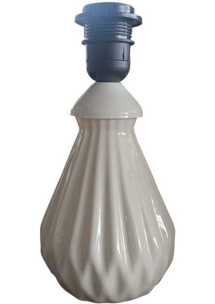 24 cm Tırtıklı Şapkasız Kablolu Seramik Abajur Altı
