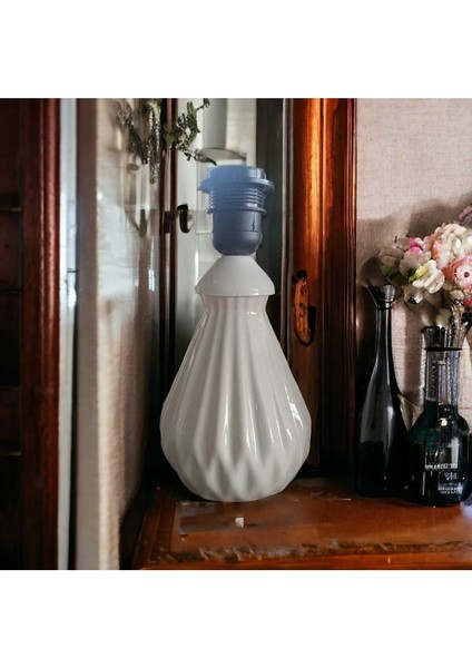 24 cm Tırtıklı Şapkasız Kablolu Seramik Abajur Altı fiyatları