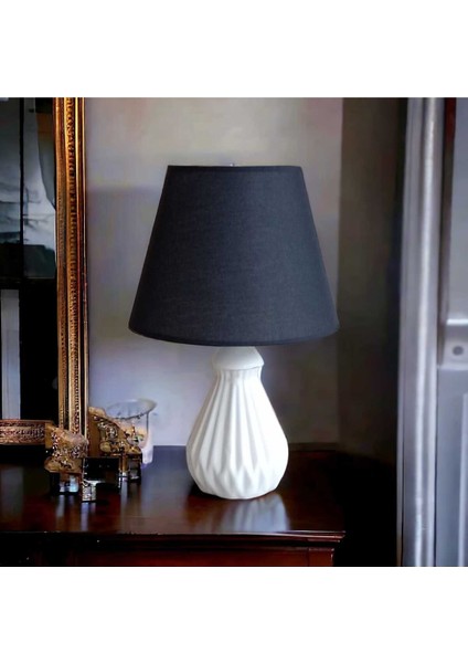 24 cm Tırtıklı Şapkasız Kablolu Seramik Abajur Altı modelleri