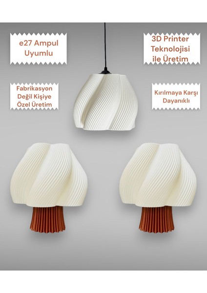 Luminaura Üçlü Abajur ve Avize Seti Yatak Odası Aydınlatma