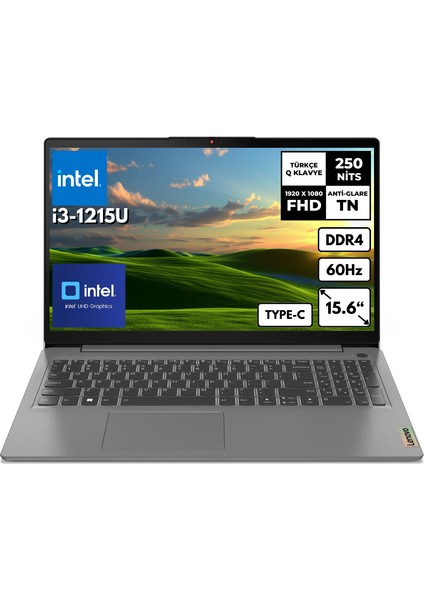 Ideapad 3 I3-1215U 8 GB 1 TB SSD Intel UHD Graphics 15.6" Fhd Windows 10 Home Notebook 82RK018GTXHMF49