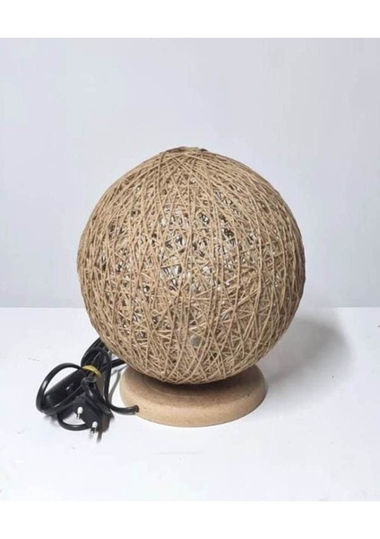 Gece Lambası E 14 Duy Ampul Dahil Jüt Küre Abajur