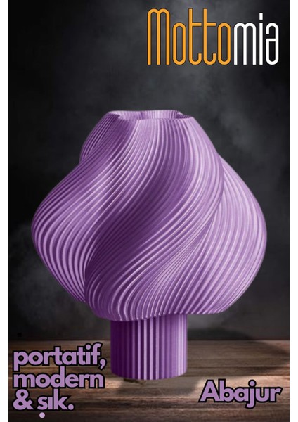 Lavander Creme Limited Edition Modern ve Minimal Dekoratif Abajur - Kablolu gece ve Masa lambası