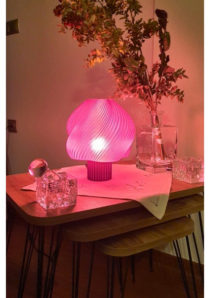 Lavander Creme Limited Edition Modern ve Minimal Dekoratif Abajur - Kablolu gece ve Masa lambası