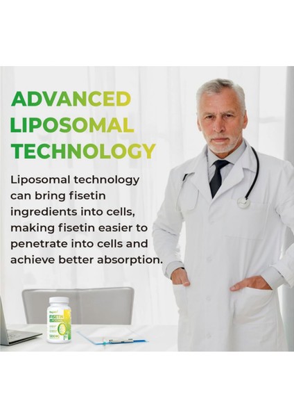 Liposomal Fisetin 1200MG Antioxidants Immunity Health Aging Cognitive Support 60 Capsules.abd Menşei modelleri
