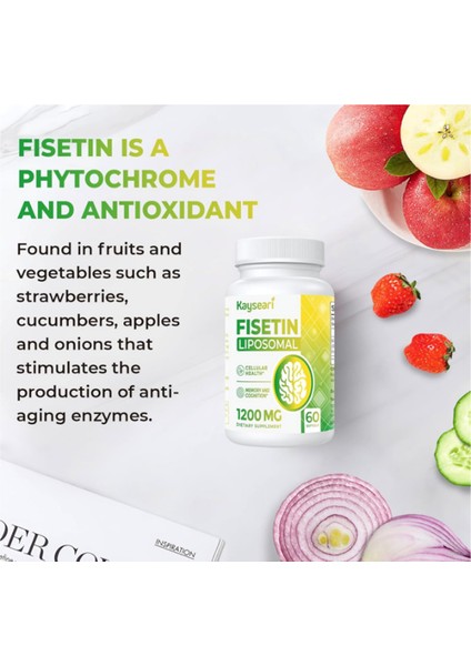 Liposomal Fisetin 1200MG Antioxidants Immunity Health Aging Cognitive Support 60 Capsules.abd Menşei indirimleri