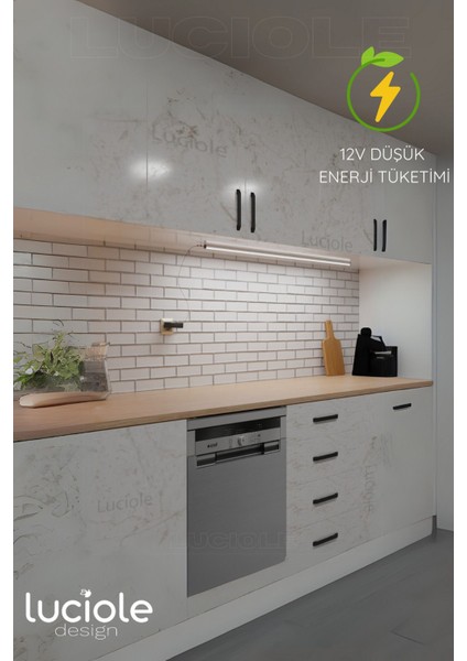 Mutfak Tezgah Altı LED Işık Aç Kapa Beyaz Bar Yapışkanlı 1 Metre -Abajurmutfak5
