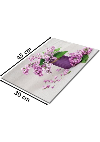 Mor Çiçekli Cam Kesme Tahtası, Silikon Ayaklı, Isıya Kırılmaya Dayanıklı, Sunum Kesim Tablası fiyatları