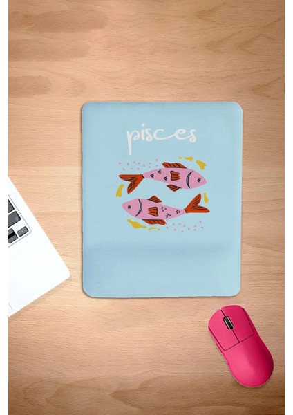 Dikdörtgen, Pisces, Mavi, Balık Burcu Sembolü, Bilek Destekli, Konforlu Mousepad, Bilgisayar Faresi Aksessuaro, Oyuncular Için