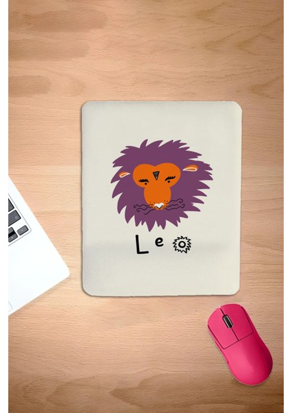 Dikdörtgen, Leo, Aslan Burcu Sembolü, Bilek Destekli, Konforlu Mousepad, Ergonomik Dizayn, Oyuncular Için Mousepadi,pc Aksesuarı