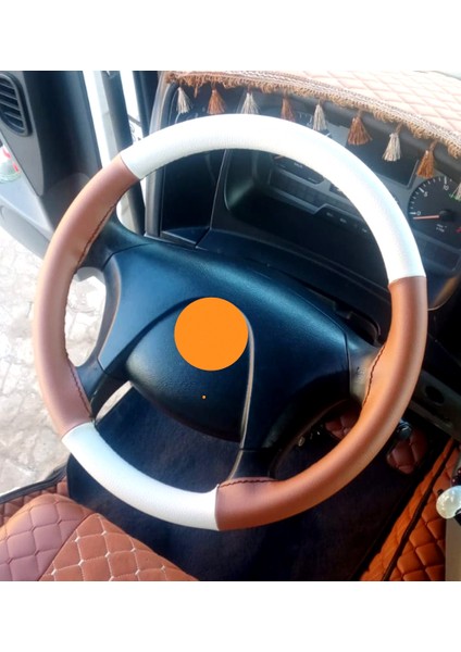 Dikişli Direksiyon Kılıfı Krem Deri Taba Deri Siyah Dikişli Mercedes Axor Için fiyatları