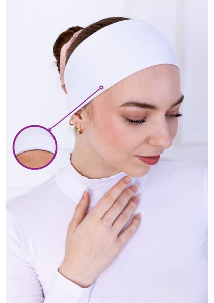 2li Kaymaz Bandana Siyah Beyaz Kaymayan Silikonlu Geçme Tesettür Bone - Sportif Spor Saç Bandı