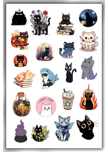 Sevimli Kedi Temalı Sticker Planner Ajanda Bullet Journal Için Uygun