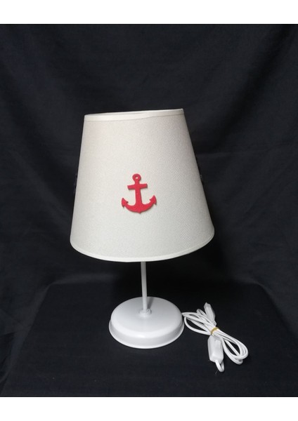 Krem Başlıklı Denizci Çapa Genç Odası Yatak Odası Abajuru