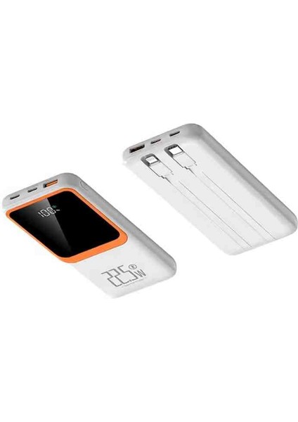 20.000 Mah Powerbank Pd 22.5W Hızlı Şarj Dahili Type-C ve Lightning Kablolu Quick Charge 3.0