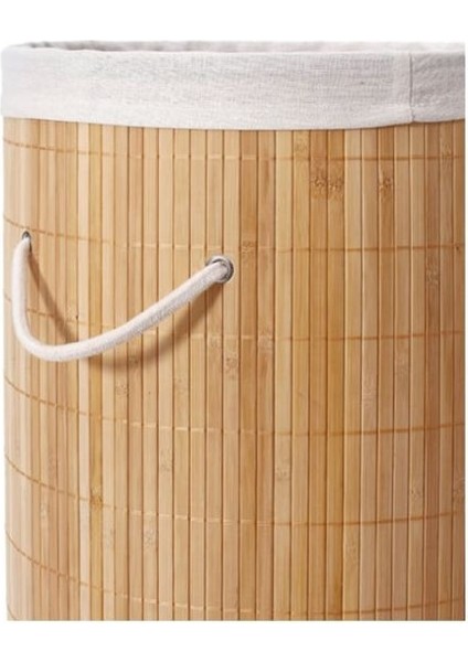Decohandy Yuvarlak Bambu Kirli Sepeti