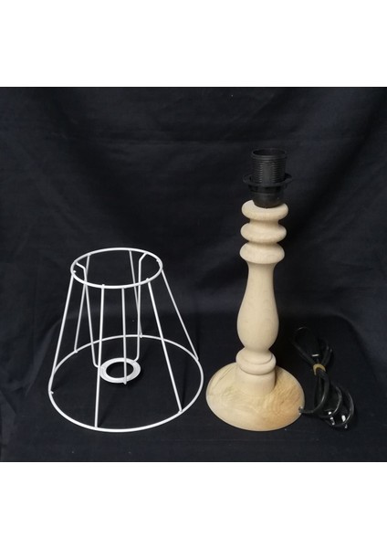 Doğal Ham Ahşap Abajur Ayağı ve Abajur Teli Abajur Iskeleti