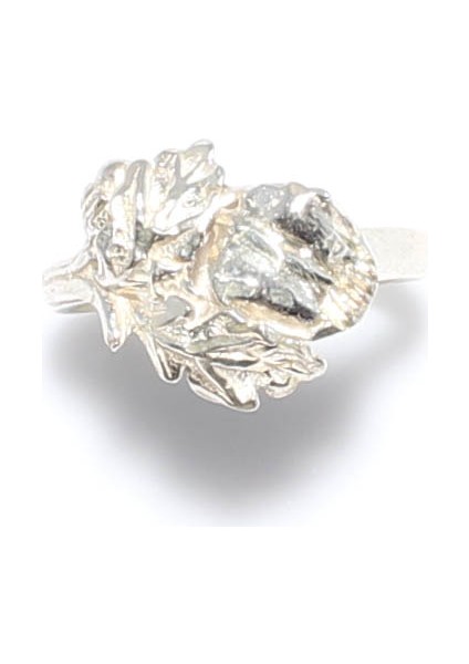 925 Ayar Gümüş Pelit Yapraklı Yüzük Beyaz