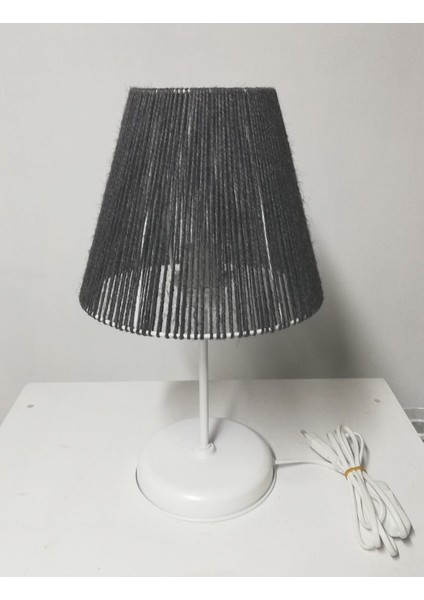 Jüt Ip Örme Abajur Beyaz Metal Ayaklı Krem Gri Kırmızı Başlık fiyatları