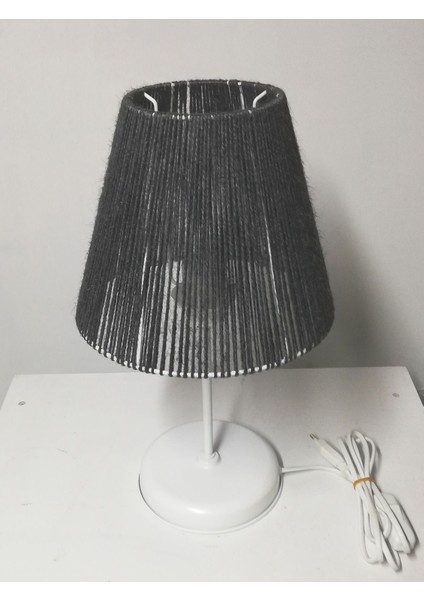 Jüt Ip Örme Abajur Beyaz Metal Ayaklı Krem Gri Kırmızı Başlık modelleri